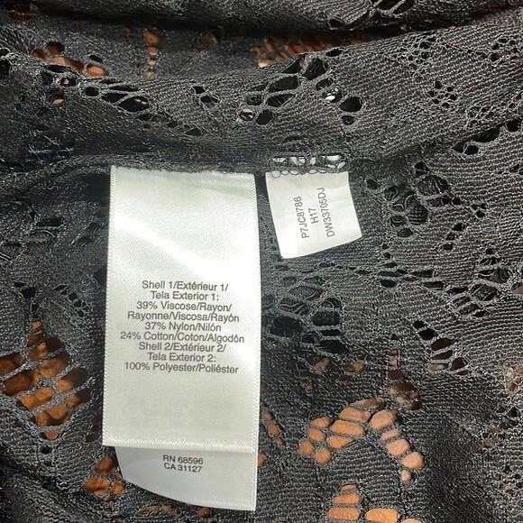 DKNY Women's Black Lace Tie-Neck Duster Jacket Swim Cover Up -  M/L  - Versatile - Picture 12 of 16